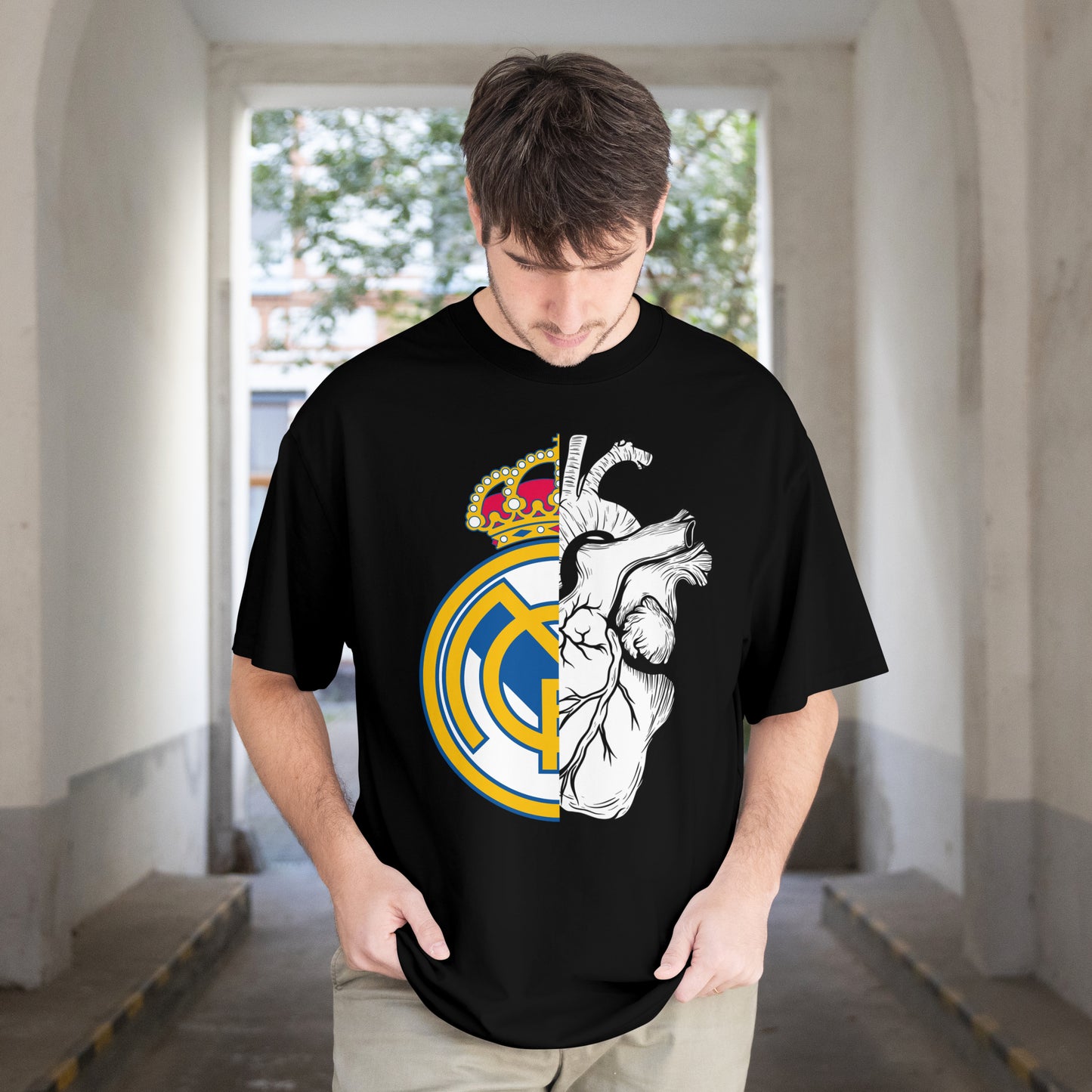 Black Hala Madrid – Oversized Unisex Football-Inspired T-Shirt