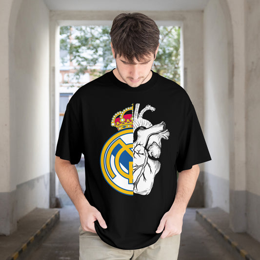Black Hala Madrid – Oversized Unisex Football-Inspired T-Shirt